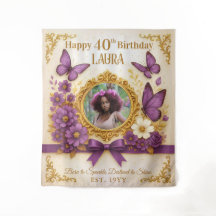 Custom Royal Gold Purple Butterfly Birthday Party