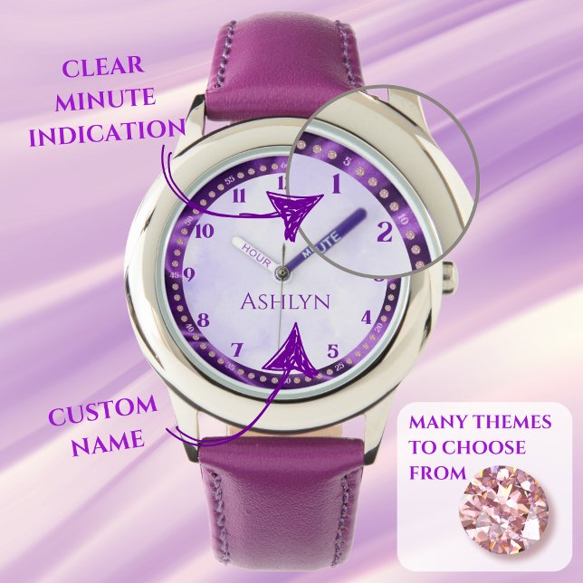 Custom Royal Lilac Sparkling Kids Learning Watch (Creator Uploaded)