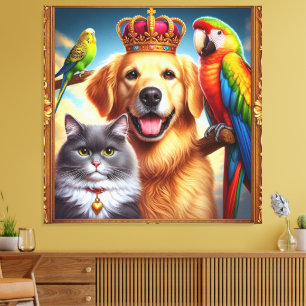 Custom Royal Pet Portrait  Noble Digital Art  Canvas Print