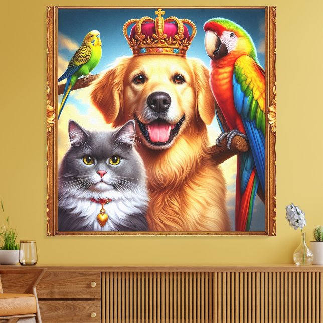 Custom Royal Pet Portrait  Noble Digital Art  Canvas Print (Insitu(LivingRoom))