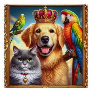 Custom Royal Pet Portrait  Noble Digital Art  Poster