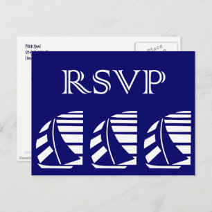 Custom RSVP Blue White Sailboats Party Postcard