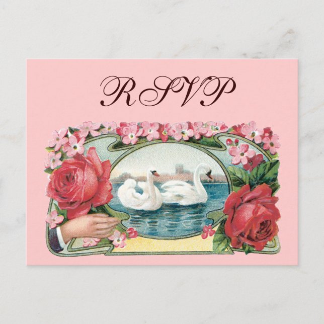 Custom RSVP Roses and Swans Postcard (Front)