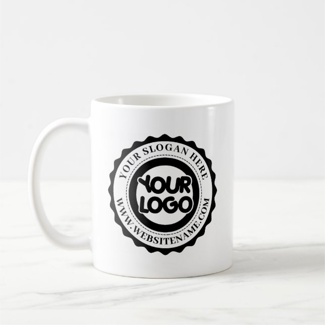 Custom Rubber Stamp with Your Business Logo Coffee Mug (Left)