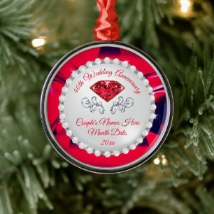 Custom Ruby, 40th Wedding Anniversary Ornament
