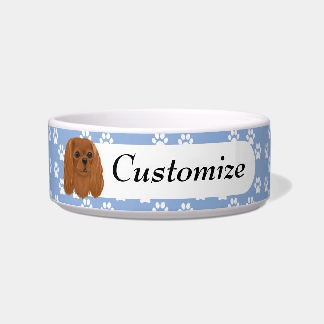 Custom Ruby Cavalier King Charles Spaniel   Bowl (Front)
