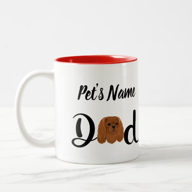 Custom Ruby Cavalier King Charles Spaniel Two-Tone Coffee Mug (Left)