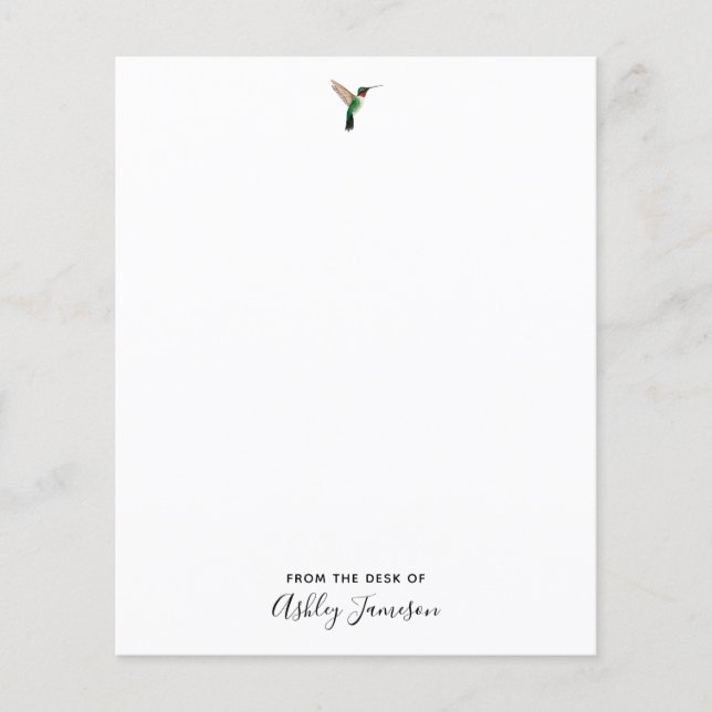 Custom Ruby-throated Hummingbird Note Paper (Front)