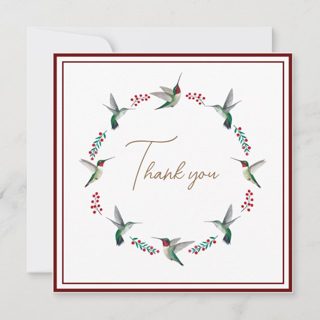 Custom Ruby-throated Hummingbirds  Thank You Card (Front)