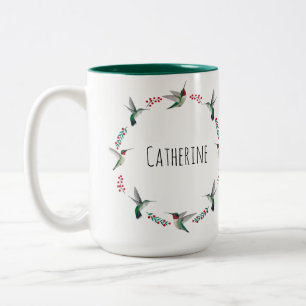 Custom Ruby-throated Hummingbirds Two-Tone Coffee Mug