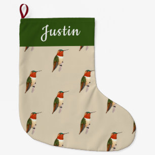 Custom Rufous Hummingbird Large Christmas Stocking