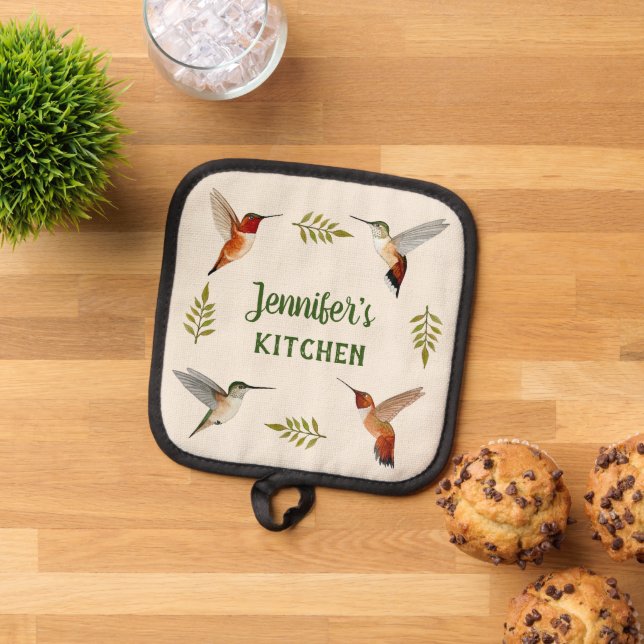 Custom Rufous Hummingbirds Pot Holder (Top Down)