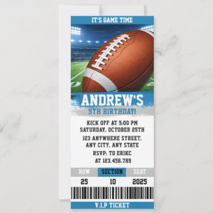 Custom Rugby Boys birthday ticket Invitation