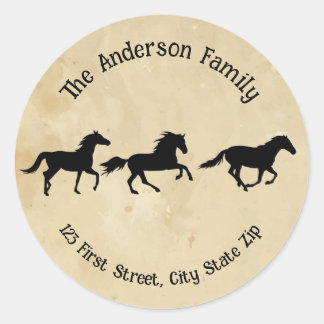 Custom Running Horses Equestrian Farm Animal  Classic Round Sticker