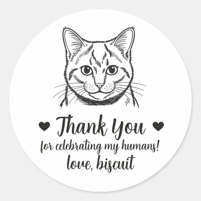 Custom Russian Blue Cat Wedding Favour Stickers (Front)