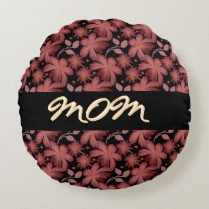 Custom Rust Floral Seamless Pattern  Round Cushion