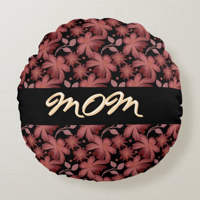 Custom Rust Floral Seamless Pattern  Round Cushion (Front)