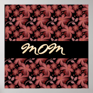 Custom Rust Floral Seamless Pattern  Throw Pillow Poster