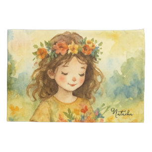 Custom rustic Alice in wonderland watercolor paint Pillowcase