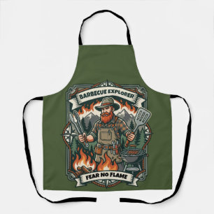 Custom Rustic BBQ Explorer Campfire Grill Art Apron