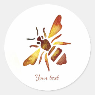 Custom Rustic bee rusty brown yellow antique Classic Round Sticker