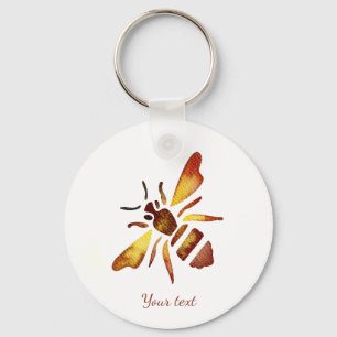 Custom Rustic bee rusty brown yellow antique Key Ring