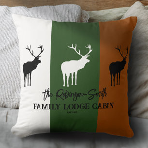 Custom Rustic Brown Green White Elk Silhouette Cushion