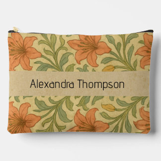 Custom rustic burlap Kraft background Floral Accessory Pouch