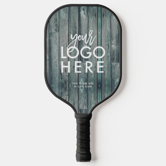 Custom Rustic Business Logo Dark Driftwood Pickleball Paddle (Front)