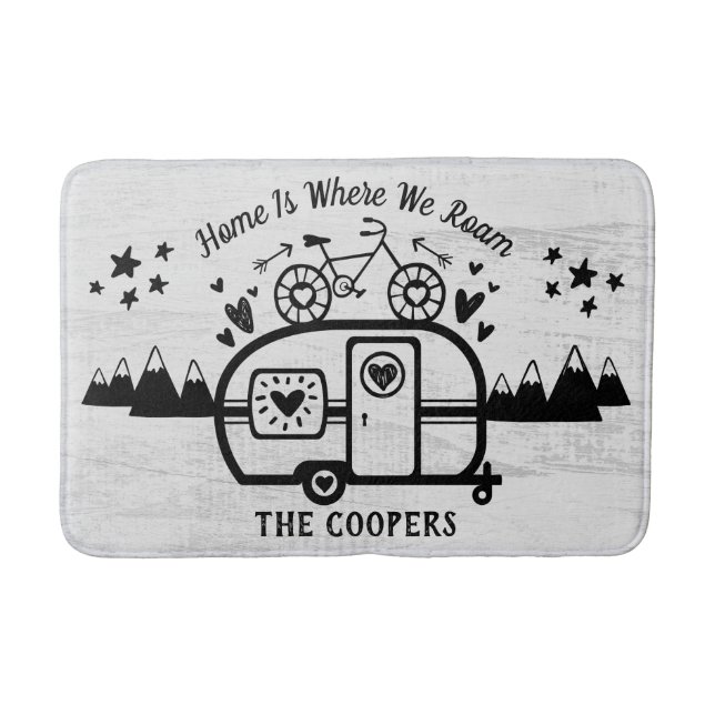 Custom Rustic Camping Camper Trailer Rv Lifestyle Bath Mat (Front)