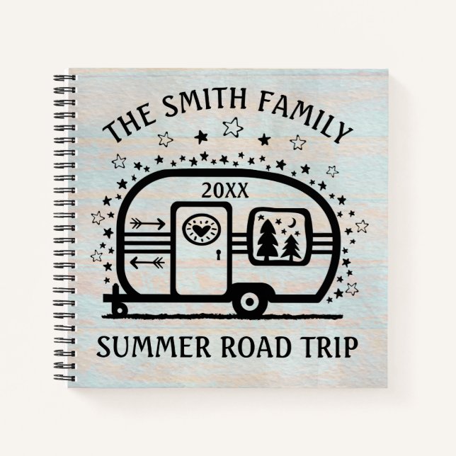 Custom Rustic Camping Camper Trailer Rv Lifestyle Notebook (Front)