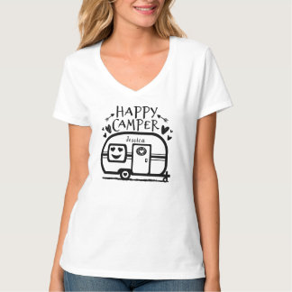 Custom Rustic Camping Happy Camper RV T-Shirt