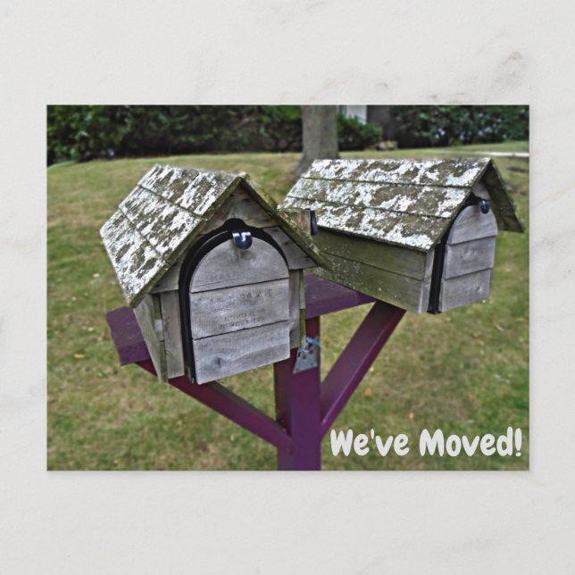 Custom Rustic Change of Address Moved Postcards (Front)
