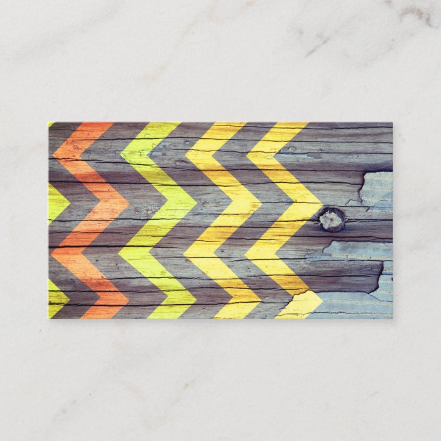 custom rustic chic chevron business card template (Front)