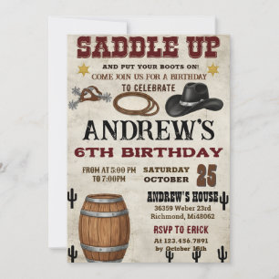 Custom Rustic Cowboy Western Birthday Party Invitation