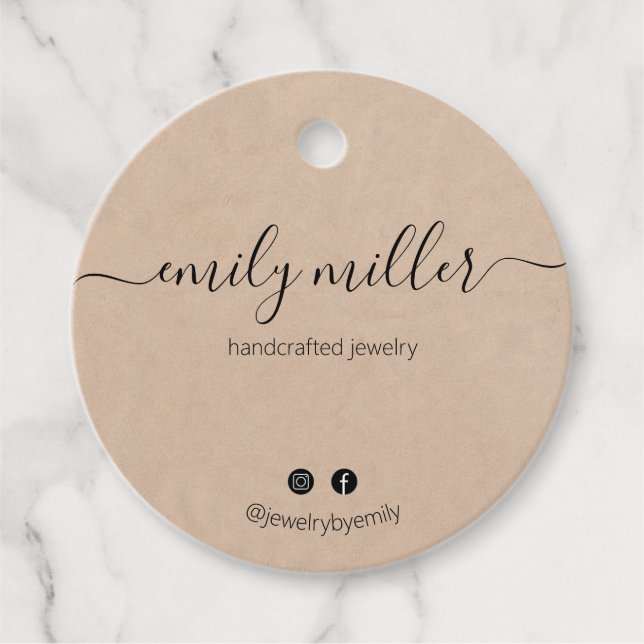 Custom Rustic Elegant Calligraphy Script Hang Tag (Front)