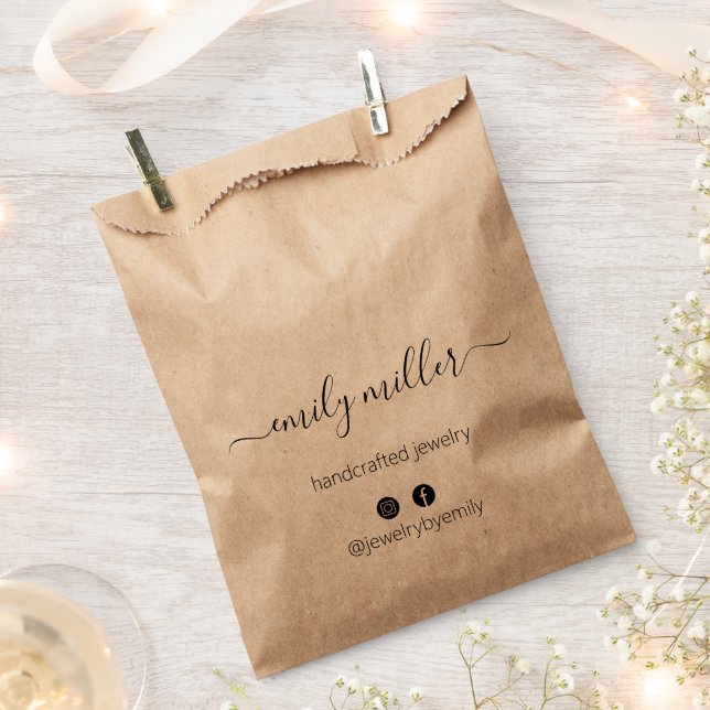 Custom Rustic Elegant Calligraphy Script Paper Bag (Clipped)