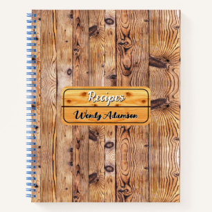 Custom Rustic Family Recipe Journal.   Retro Wood Notebook