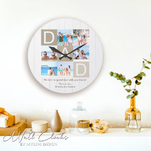 Custom Rustic Father's Day Photo Wall Clock