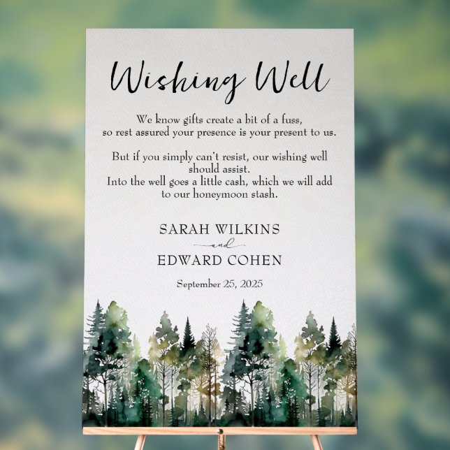 Custom Rustic Forest Wedding Wishing Well Sign  (Neutral)