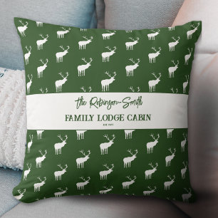 Custom Rustic Green White Elk Silhouette Cushion