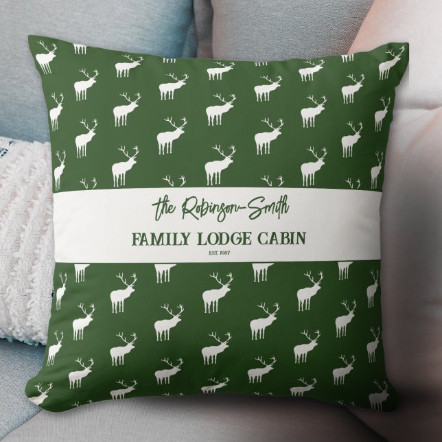 Custom Rustic Green White Elk Silhouette Cushion (Creator Uploaded)