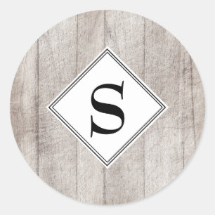 Custom Rustic Grey Wood Monogram Envelope Seal