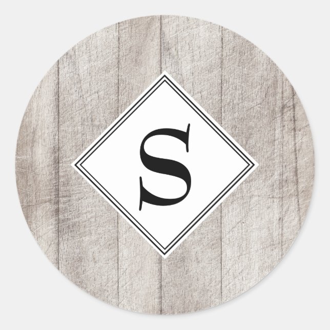Custom Rustic Grey Wood Monogram Envelope Seal (Front)