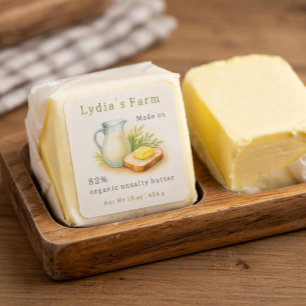 Custom Rustic Homemade Butter Label with Milk Jug