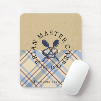 Custom rustic kraft paper and tartan farmhouse mouse mat