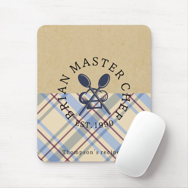Custom rustic kraft paper and tartan farmhouse mouse mat (With Mouse)
