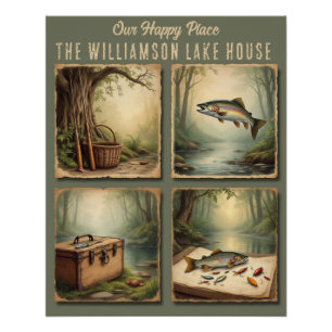 Custom Rustic Lake House Fishing Cabin Poster