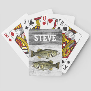 Custom Rustic Largemouth Bass Fishing Rugged Name  Playing Cards
