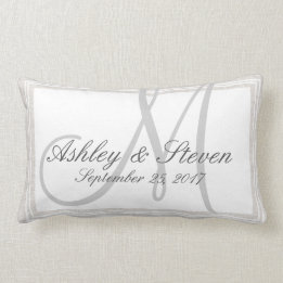 Custom Rustic Linen Look Monogram Lumbar Cushion